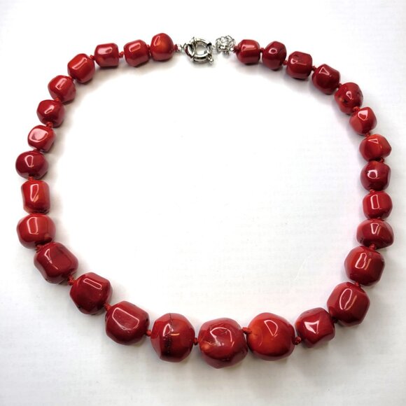 Natural Red Coral Irregular Beads Necklace